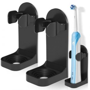 Support Brosse a Dent Electrique, HOMMAND Porte Brosse à Dents Electrique Lot de 2, Support Mural Brosse a Dent Electrique Adhésif Solide Réglable Organisateur Brosse a Dent de Salle de Bains,Noir (HOMMAND EU, neuf)