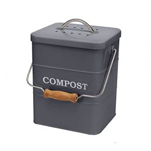 Seau à Compost de Cuisine 6L avec Filtre à Charbon - Composteur Cuisine Durable en Acier Robuste, Poubelle Élégante pour Déchets Organiques,Gris (qingdaikeji, neuf)