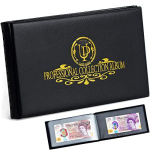 Uncle Paul Album de Collecte de Billets de Banque à 40 Pochettes - 20 Feuilles Porte-Monnaie Transparent, Stockage d'argent du Monde, Fournitures de Collection de Livres, Noir AN04BK (Uncle Paul Direct, neuf)