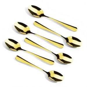 Lot de 6 mini cuill&egrave;res &agrave; caf&eacute; &agrave; expresso en acier inoxydable - 10,4cm Petites cuill&egrave;res &agrave; caf&eacute;, Cuill&egrave;res &agrave; d&eacute;mouler (Or) (Incremental Trading, neuf)
