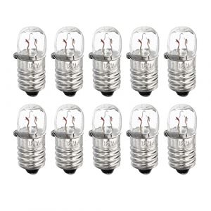 sourcing map E10 Vis Base Miniature Ampoules 12V/3W Chaud Jaune Clair Mini Lampes avec Bo&icirc;te, 1 Ensemble/10 Paquet (Weisser Berg, neuf)