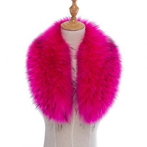ihreesy Femmes Hiver Echarpe Fausse, Capuche Fausse Fourrure Amovible avec Boutons pour Manteau d'Hiver Parka Veste Fourrure Collier Faux Col Pour les Manteaux,90CM Rose Rouge (Partong, neuf)