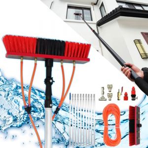 Errtsdb Perche Télescopique Nettoyage Panneaux Solaires(17m), Brosse Telescopique Toiture avec Tuyau Intérieur Balai Telescopique pour Toit, Nettoyeur de Vitres, auvents, murs, volets roulants (lisheng shop, neuf)