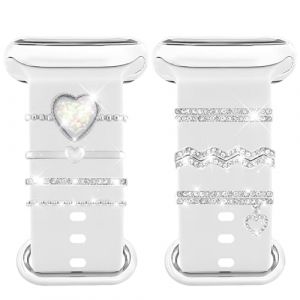 Joycabin Bracelet de montre Charms, Bracelet de montre Charms avec d&eacute;corations en m&eacute;tal et boucle pour Apple Watch Series 8/7/6/5/4/3/2/1, 22 mm, M&eacute;tal (XINYI-EU, neuf)