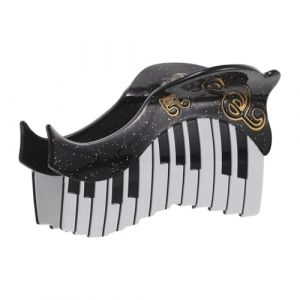 Ipetboom Barrette &agrave; Cheveux Musicale en Ac&eacute;tate &Eacute;caille de Tortue, Pince &agrave; Griffes Antid&eacute;rapante Forme Piano Ondul&eacute;, Accessoire Coiffure pour Cheveux &Eacute;pais, Tenue S&ucirc;re pour Concerts et (hikarish, neuf)