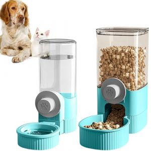 Gamelle pour Cochons d'Inde, Suspendue Abreuvoir Lapin Automatique, Biberon Cochon d'Inde, Distributeur Automatique de Nourriture à Suspendre, Mangeoire Automatique pour Cage Chiot, Furet, Chat (Bleu) (Hanasy, neuf)