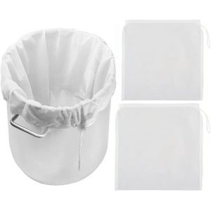 Firavggu 3 Pezzi Sacchetto Filtro per Straining, 120 Micro 45*60cm Mesh Strainer Bag Filtrante in Nylon Fine Panno Filtrante a Maglia con Coulisse Borsa per birra Homebrew per Frutta, Sidro, Uva,Vino (Leckon, neuf)