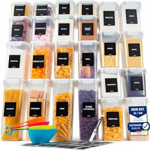 Deco haus&reg; Boite de Rangement Cuisine Lot de 24 L - Boites de Conservation R&eacute;utilisables avec Couvercle Herm&eacute;tique - Boites en Plastique rangement et organisation de cuisine - Sans BPA 0,8 1,4 2 2,8L (Mortred, neuf)