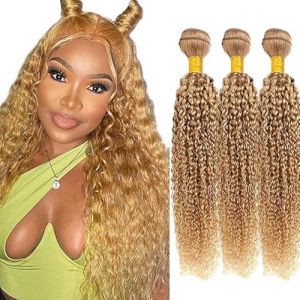 AiPliantfis Tissage Cheveux Naturels Bouclés Blonde Curly Wave Human Hair Bundles Tissage Bresilien Naturel cheveux Humain Tissage Bresilien Virgin Real Hair Meche Total 300g 30 32 34 Pouce (GongBei Hair, neuf)