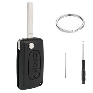 3 Boutons Coque Cl&eacute; CE0523 Compatible avec P-eugeot Partner Expert C-itroen Jumpy Berlingo Toyota ProAce Fiat Scudo T&eacute;l&eacute;commande Cle Bo&icirc;tier Cle de Remplacement de Coque Clef Voiture avec Porte-cl&eacute;s (JJCHQ, neuf)