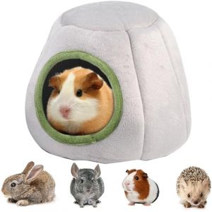 Qanye Maison Hamster, Maison de Cochon d'Inde, Lit d'hiver Chaud pour Hamster, Lit de Cochon d'Inde, avec Boucle de Suspension, pour Hamsters, Chinchillas, Cobayes, Petits Animaux (Gris) (Vanillin, neuf)