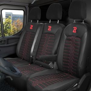 LUCARO Housse de Siege Voiture pour Volkswagen Crafter 2, Man TGE, 1+2 - Housse Siege Voiture Noir Rouge - Ensembles de Housses de Si&egrave;ge 2+1 - Ergonomique Couvre Siege Voiture - Housse Si&egrave;ge Auto (SABA SP. Z O.O., neuf)