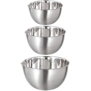 FAB4HOME Lot de 3 Bols Mélangeurs en Acier Inoxydable Saladier avec Bec Verseur et Mesure Bol en inox Bol de Cuisine 1,5L/ 3L/ 5L, Empilable (YISHUN, neuf)