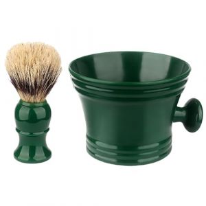 Lot de 2 blaireaux de rasage avec bol &agrave; savon pour homme, facile &agrave; mousser, convient pour p&egrave;re et mari (guangzhoujiamiaokejiyouxiangongsi, neuf)