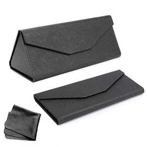 EQLEF &Eacute;tui &agrave; Lunettes Pliable, Etui &agrave; Lunettes de Soleil Avec Chiffon de Nettoyage Portable Etui Lunettes Rigide Coque Rigide pour Lunettes Hommes (Noir) (Cheerful Picks, neuf)