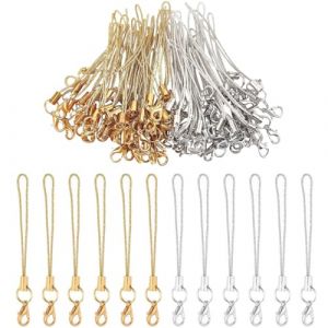 NIANOPKM 50 PCS Lani&egrave;re de T&eacute;l&eacute;phone, Cha&icirc;ne de T&eacute;l&eacute;phone Portable T&eacute;l&eacute;phone Cellulaire Sangle pour Accrocher cl&eacute; USB Mp3 Mp4 Mini Cam&eacute;ra Fabrication de Bijoux Multi-Purpose- Dor&eacute;+ Argent (ALPHASS LOGISTICS LTD, neuf)