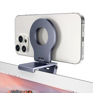 Itramax Support Caméra de Continuité,Support Magnétique à Angle Réglable pour Téléphone Portable et Webcam pour iPhone 17 16 15 13 14 12,Mag-Safe Case,iMac&MacBook macOS 13 Ventura,FaceTime,Streaming (Itramax_Europe, neuf)