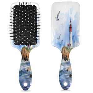 Ocean Lighthouse Brosse à cheveux mouette humide et sèche avec coussin d'air Brosse à cheveux démêlante en plastique pour enfants adultes Cadeau de rentrée scolaire femme homme (Lucky Betty, neuf)