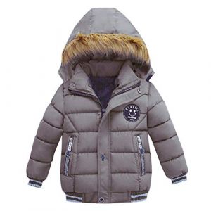 Manteaux bebe garçon 1-4 Ans Enfants Garçons Blouson Manteau Chaud Enfant Garçon Fille Doudoune à Capuche Sport bébé Ski Chaude Rembourré Hiver Veste Parka Blousons Vêtements (Gris, 2-3 ans) (Qingyak, neuf)