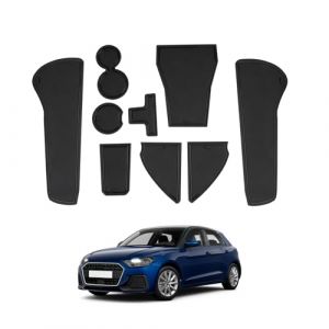SHAOHAO Tapis antidérapant Compatible avec Audi A1 GB Sportback 2019-2024 2025 Anti-poussière Anti-dérapant Tapis pour Intérieur Porte Coupe Accoudoir Stockage Boîte Tapis Audi A1 Accessoires Noir (SHAOHAO, neuf)