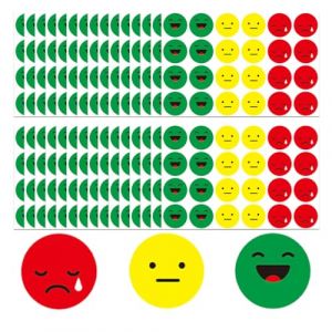 QEQSHQO 600 pièces Gommette Smiley Enfant Autocollant Sticker,Élèves pour Tableau de Récompenses Comportement Calendrier des Tâches Enseignants Écoles (2,5 cm) (rouge-jaune-vert) (SHI ZHENGUI DE DIAN, neuf)