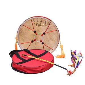 LVYUDS Tambour de Buffle Double Rangée Roseau en Cuivre avec Baguettes Percussion Tambour Chamanique Alchimie Tambour à Main, Guérisseur de Son Spirituel Méditation Réflexion(50cm,3-piece set) (lvyuan678, neuf)