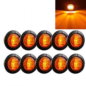 BOOMBOOST Lot de 10 Feux de Position lat&eacute;raux Ronds de 3/4 Pouces pour remorque, 3 LED Feux de Position lat&eacute;raux &eacute;tanches 24 V universels pour Voiture, remorque, Camion, Bus, Van, Jaune (VIGORTHRIVE, neuf)