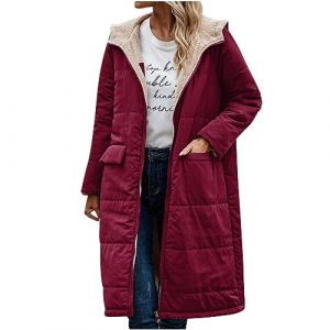 Femme Parka Hiver à Capuche Long Polaire Manches Longues Manteau de Laine Casual Parka Epaisse Chaude Slim Fit Veste en Coton Manteau Longue Militaire Couleur Unie Doudoune Chaude Matelassee (⭐⭐⭐⭐⭐KQIVAM (Arrivée dans 5-12 jours), neuf)