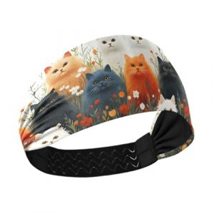 tplaotee Bandeau rafraîchissant pour femme - Motif chat angora turc - Blanc - Tendance - Extensible - Pour le yoga - Utilisation quotidienne - Lavage du visage et maquillage (SiminH, neuf)