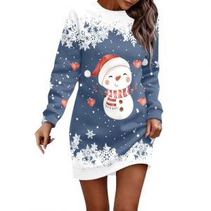 WVONIF Robe Noël Femme Imprimé Verre à Vin Robe Motif Noel sans Manche Vintage Robes de Cocktail Chic et Elegant Robes Annee 50 Noel Sexy Taille Haute Déguisement Pere Noel Sexy (a-Sky Blue, L) (BAULMD（90% Big Promotion Without Discount Code ）, neuf)