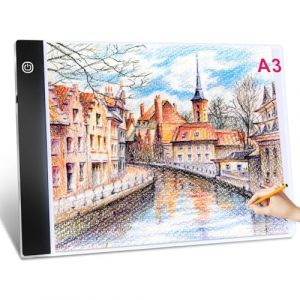 Guiseapue A3 Tablette Lumineuse pour Diamond Painting, Luminosit&eacute; R&eacute;glable Table Lumineuse Ultramince Portable Dessin Copie pour Enfants Artistes Arts Dessiner Architecture Broderie Diamant (YHX-Eu, neuf)