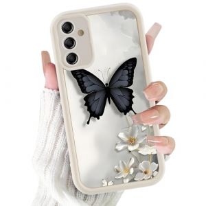 Kivlclri Coque pour Samsung Galaxy A14 5G 6,8", Aesthetic Butterfly Fleur Motif Dessin &Eacute;tui Blanc Silicone Ultra Fine TPU pour Femmes Filles Antichoc Housse Cam&eacute;ra de Protection Cover, Bumper Case (Ulbrich Suzana, neuf)