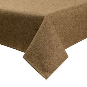 5537 - Nappe de table - Aspect lin - Avec protection anti-taches - Caramel - Pour le jardin - Lavable - Carré 120 x 120 cm (ladens.store, neuf)