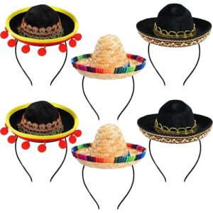 CWENDANER Lot de 6 en Paille Sombrero Avec Franges à Boules Pour DéCoration, Chien Sombrero Chapeau, Mexican Party Costume DéCoration De VêTements pour Chiens De Compagnie D'Anniversair (Jie&M, neuf)