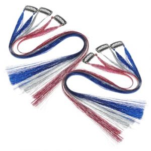 Ipetboom 6 Pièces Guirlandes De Cheveux à Paillettes Kit De Mèches Brillantes Extensions Pour Cheveux Avec Strass Mèches à Tresser Pour Femmes (KinRoZ, neuf)