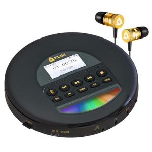 KLIM Nomad - Nouveaut&eacute; - Lecteur CD Portable - Batterie Int&eacute;gr&eacute;e Longue Dur&eacute;e - avec &Eacute;couteurs - Compatible CD-R, CD-RW, MP3 - Bluetooth Baladeur Lecteur CD pour Voiture, Maison, Ext&eacute;rieur - Or (KLIM Technologies France, neuf)