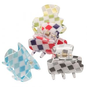 PENIKOKO 4 pièces Pinces à Cheveux Mini Acrylique Motif Carreau Lot de Petites Griffes Colorées Vert Bleu Rouge Gris pour Femmes et Filles Clips de Maintien Robustes et Antidérapants (xinshengzhan, neuf)