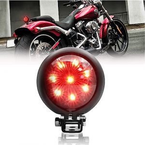 Biqing 1PC 12V Moto Feux Arri&egrave;re Rouge,Universal Rond 8LED Feu Stop LED Frein Arri&egrave;re Lampe Feu de Jour pour Street Bike Chopper Bobber Cafe Racer Cruiser(Lentille Fumig&egrave;ne) (jose201606, neuf)