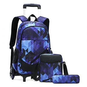 SYDARSYN Trolley Sacs à Dos Roulant Chariot Cartable à roulettes Sac d'école Primaire avec 6 Roues Sac à Dos étanche pour Garçons Filles Aller à l'école Voyage (SYDARSYN, neuf)