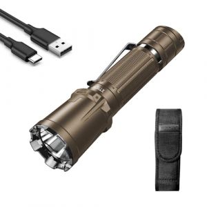 KLARUS XT11GT Pro 3300 lumens LED Lampe torche rechargeable, lampe de poche tactique puissante pour le camping, la randonnée et les urgences-Desert Tan (Klarus® EU Store, neuf)