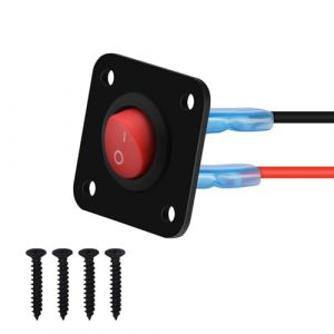 RUNCCI-YUN 1Pcs 12V-24V interrupteur a bascule, Interrupteur à Bascule Rond,1Gangs, 6A/ 250V, 10A/125V SPST rond Panneau de commutation 12V pour Voiture, Camion, Voitures de Course, Marine(rouge） (RUNCCI-YUN, neuf)