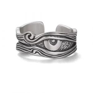 LAOYEFACAI Bague Homme mat en Argent Sterling 925 &oelig;il D'Horus Bague Ouverte Vintage Gothique Hommes Bagues (3) (chaozhouwanshishun, neuf)