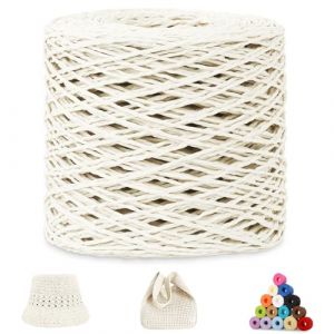CAMAL Raphia &agrave; Crocheter, 200m Rafia Naturel Fil de Rafia Crochet pour Sac, 1.5mm Fil de Raphia Papier pour Crochet DIY Artisanat, Parti Chapeau, Bouquet De Mariage (Blanc) (CAMAL-UK, neuf)