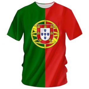 YuanDiann 2024 Europ&eacute;en Football Coupe T Shirts Le Portugal Ventilateurs Encourager Sport Homme Femme Drapeau National Impression Manche CourteBr&eacute;sil S&eacute;chage Rapide Tee Shirt Portugal 1# 6XL (YiWuShiYueYiDianZiShangWuShangHang, neuf)