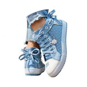 Minetom Femme Baskets Montante Sneakers Tennis Dentelle Maille Respirants Chaussures Toile À Lacets Décontractées B Bleu Clair 36 EU (B.W.S KIT, neuf)