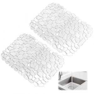 2 Pièces Tapis Evier Cuisine, 30x40 cm Protege Evier Cuisine, Tapis D'évier de Cuisine en PVC, Tapis Protection Fond Évier, Tapis Fond Evier Découpable pour Couverts, Verrerie (Transparent) (USMSXZS, neuf)