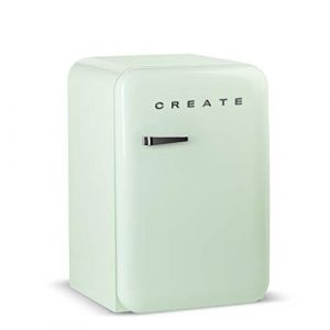 CREATE / RÉTRO FRIGO 83.5 ARGENT/Réfrigérateur vert pastel avec poignée argentée / 98W, basse consommation, 2 étagères, régulateur de température, porte-bouteilles, 56x54x84cm. (CREATE, neuf)