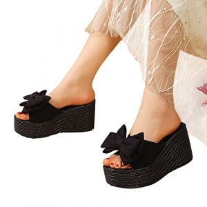 Dasongff Sandale Semelle Epaisse Sexy Club Femme Claquette Paillette Plateforme Bout Ouvert Été Sandales de Plage Talons Compensée Haut Tongs Pantoufles Slip-on Enfiler Grande Taille pour Femmes (ELECTRI, neuf)