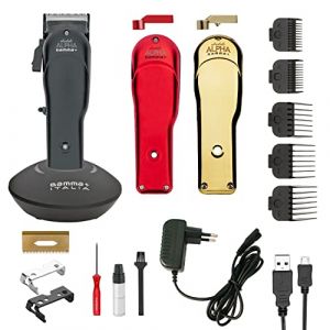 GAMMAPIU' Absolute Alpha Clipper, Professionnel Tondeuse à Cheveux Homme, Moteur rotatif, 4 Heures d'autonomie Sans Fil, Lame Réglable, Silencieuse, 3 Coques, 5 Peignes, Kit de Nettoyage (JAMSTATION - PRONTO FORNITURA, neuf)
