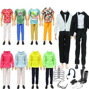 Lot de 23 v&ecirc;tements de poup&eacute;e compatibles avec Ken Les v&ecirc;tements et Accessoires, Comprend 1 Costume, 1 Pull, 6 Vestes, 20 Chaussures, 5 &eacute;tag&egrave;res, 1 Casque, 1 Lunettes, Convient pour Les f&ecirc;tes (YITULOU, neuf)